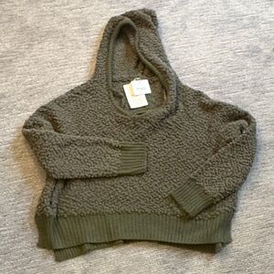 Miracle Olive Green Hooded Sherpa Pullover